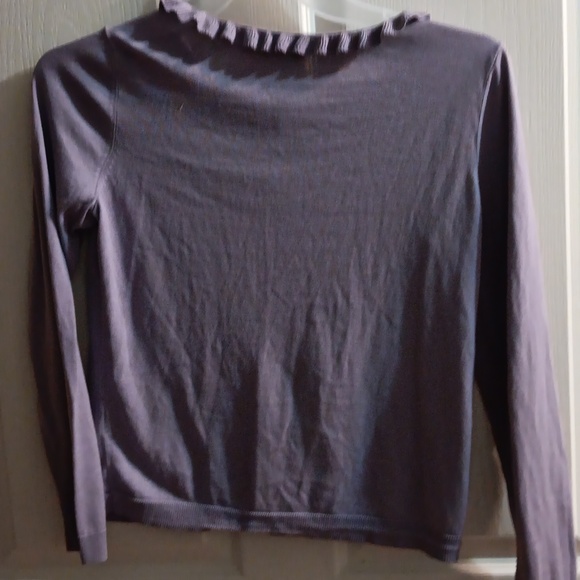 Talbots vintage lilac 70% silk 30% cotton ruffled Cardigan - Picture 5 of 5